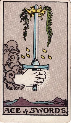 Ace of Swords tarot card, Rider-Waite-Smith deck