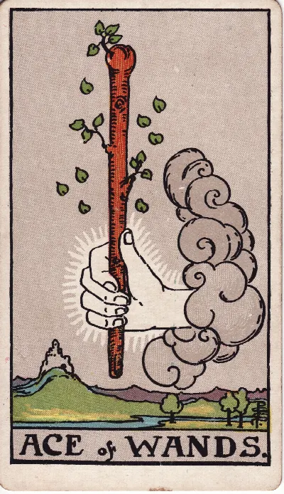 Carte de Tarot As de Bâtons, jeu Rider-Waite-Smith