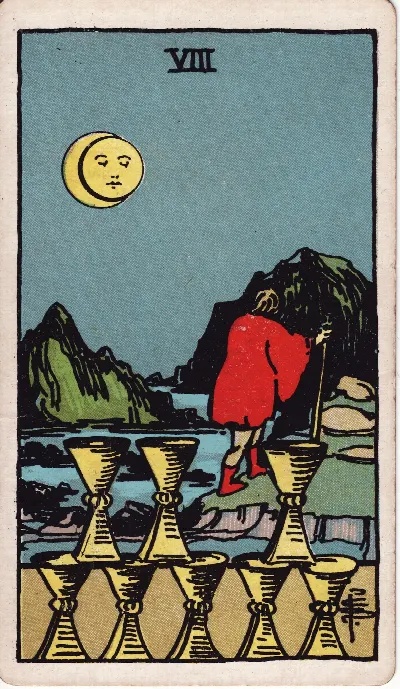 Carte de Tarot Huit de Coupes, jeu Rider-Waite-Smith
