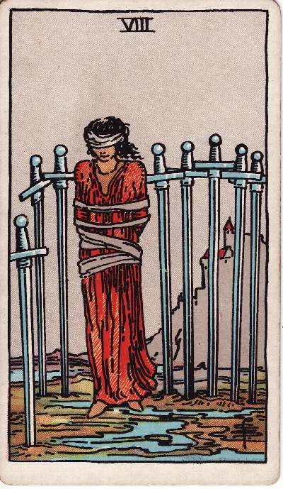 Carte de Tarot Huit d’Épées, jeu Rider-Waite-Smith