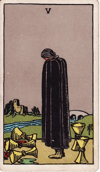 Five of Cups tarot card, Rider-Waite-Smith deck