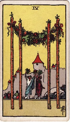 Four of Wands tarot card, Rider-Waite-Smith deck