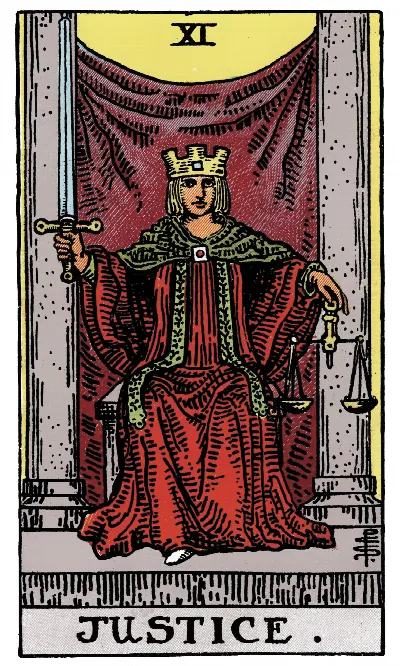 Justice tarot card, Rider-Waite-Smith deck