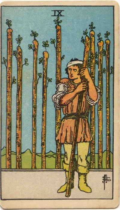 Nine of Wands tarot card, Rider-Waite-Smith deck