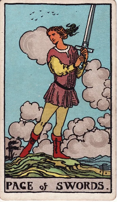 Carte de Tarot Valet d’Épées, jeu Rider-Waite-Smith