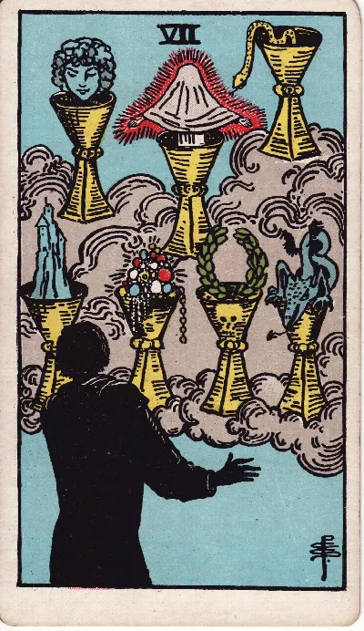 Seven of Cups tarot card, Rider-Waite-Smith deck