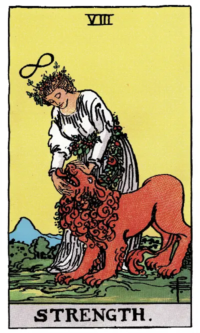 Carta de Tarot La Fuerza, baraja Rider-Waite-Smith