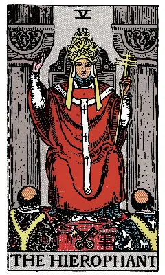 The Hierophant tarot card, Rider-Waite-Smith deck