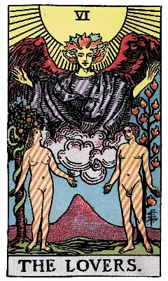 The Lovers tarot card, Rider-Waite-Smith deck