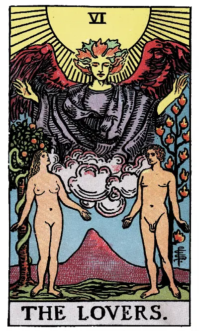 The Lovers tarot card, Rider-Waite-Smith deck