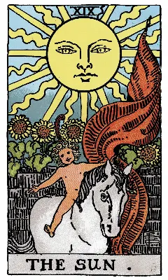 The Sun tarot card, Rider-Waite-Smith deck