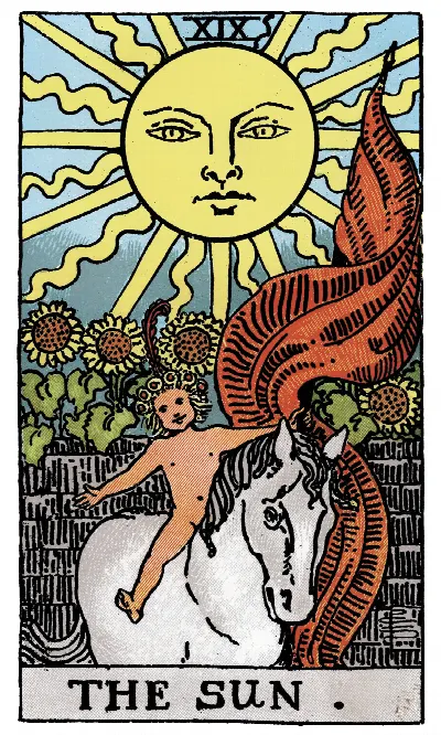 The Sun tarot card, Rider-Waite-Smith deck