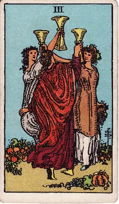Three of Cups tarot card, Rider-Waite-Smith deck