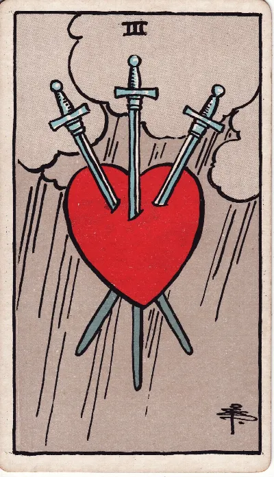 Three of Swords tarot card, Rider-Waite-Smith deck